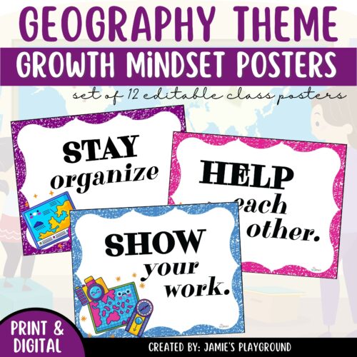 Editable Posters 2 - EDITABLE Geography Growth Mindset Posters's featured image