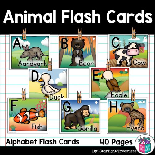 Alphabet Flash Cards for Early Readers - Animals FREEBIE's featured image