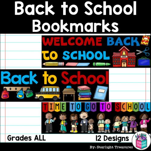 Back to School Cut n' Color Bookmarks: Black and White AND Full Color - FREEBIE's featured image