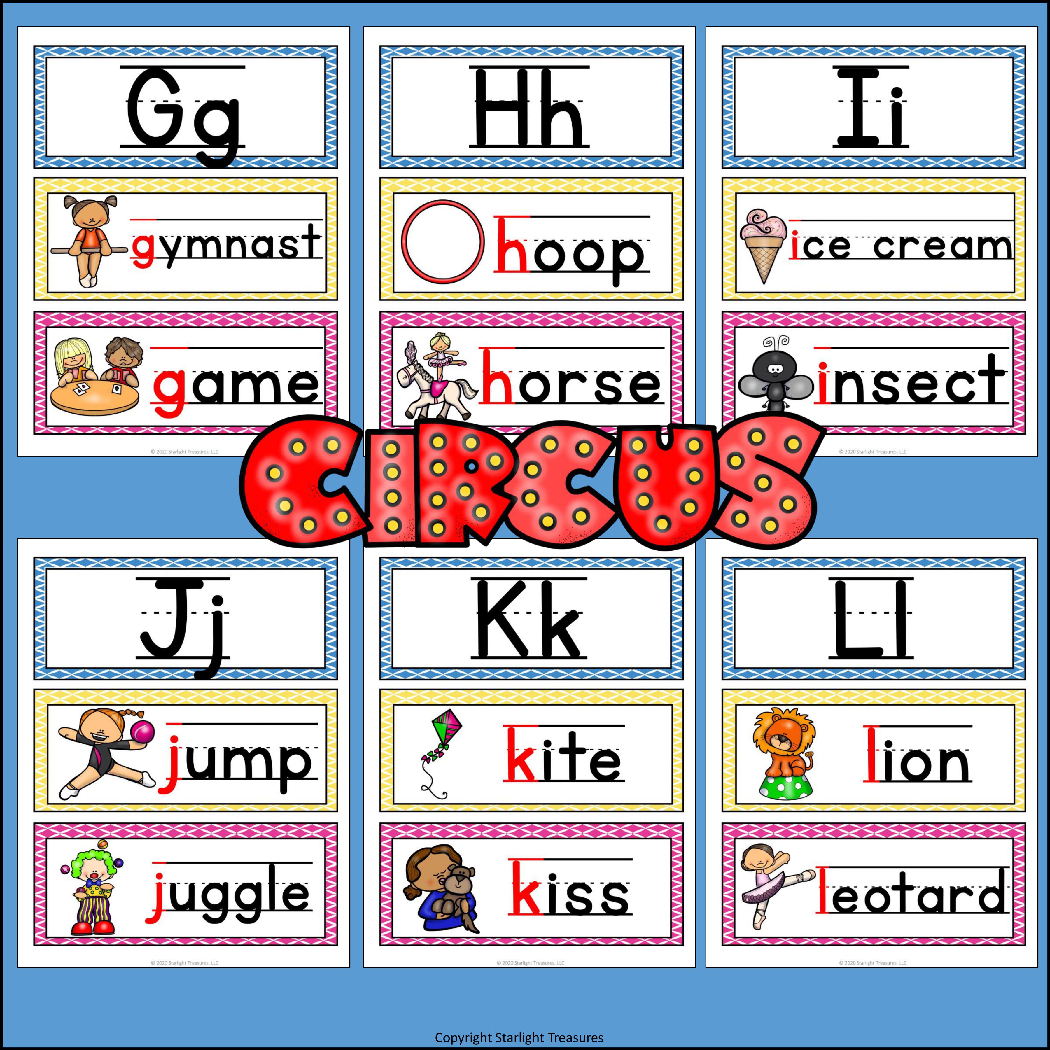 Alphabet Word Wall - Circus - A-Z Word Wall - FREEBIE - Classful