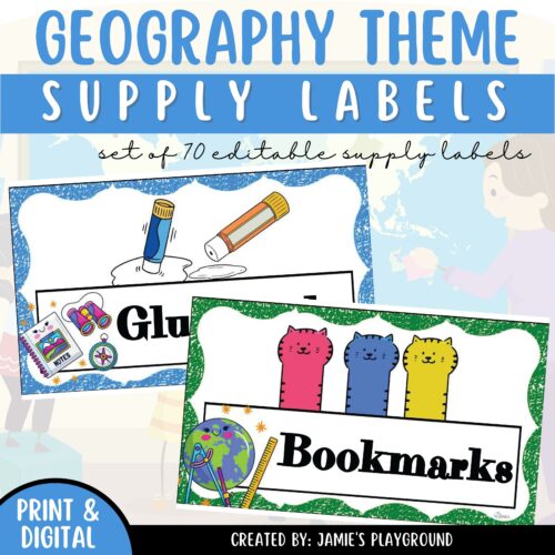 Classroom Supply Labels 2 - EDITABLE Classroom Organization Geography Supply Labels's featured image