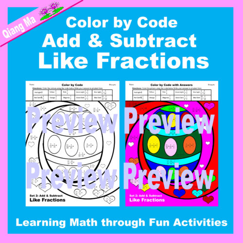 Easter Color by Code: Add and Subtract Like Fractions's featured image