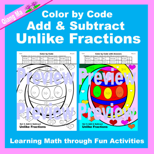 Easter Color by Code: Add and Subtract Unlike Fractions's featured image