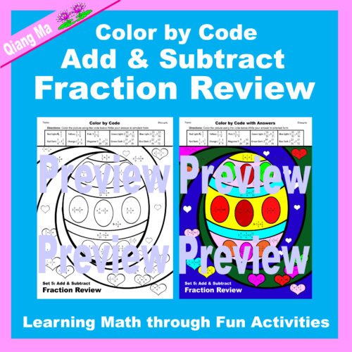 Easter Color by Code: Add and Subtract Fraction Review's featured image
