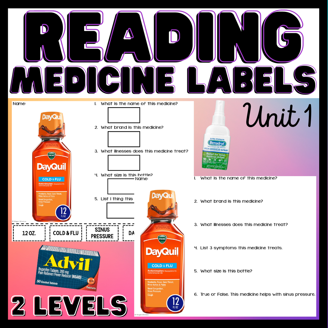 Reading Medicine Labels - Unit 1 - Functional Reading - Life Skills - Special Education