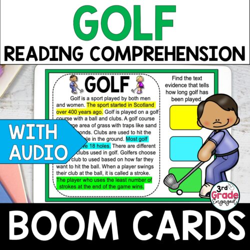 FREE Golf Finding Text Evidence Reading Comprehension Boom Cards's featured image