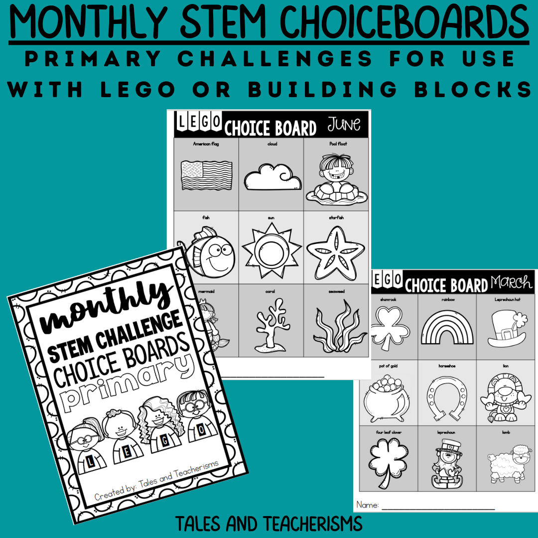 Monthly PRIMARY STEM Challenge Choice Boards: Morning Work, Early Finisher