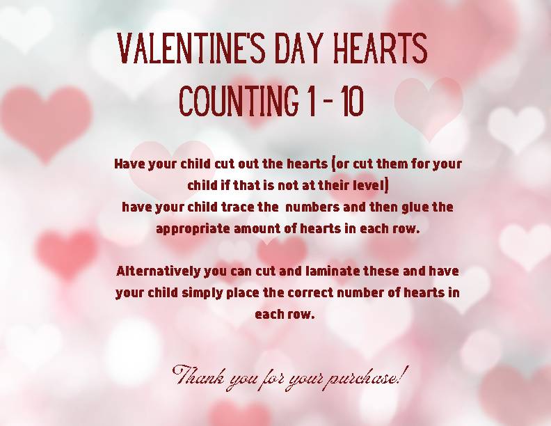 Montessori Based Valentine's Day Heart Counting 1-10
