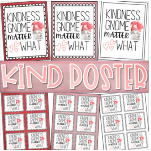 Valentine's Day Kindness Gnomes Poster Sign Handout Bulletin Board Decoration's featured image