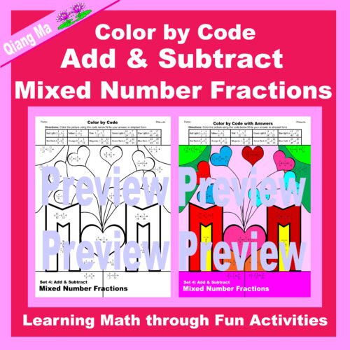 Mother's Day Color by Code: Add and Subtract Mixed Number Fractions's featured image