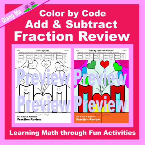 Mother's Day Color by Code: Add and Subtract Fraction Review's featured image