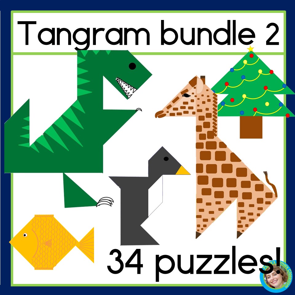 Tangrams Bundle 2 | 2D Shapes Math Center | Dinosaurs | Zoo | Pets and more  - Classful