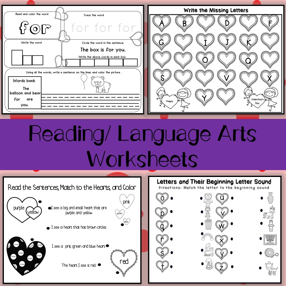Reading Worksheets Valentine's Day theme