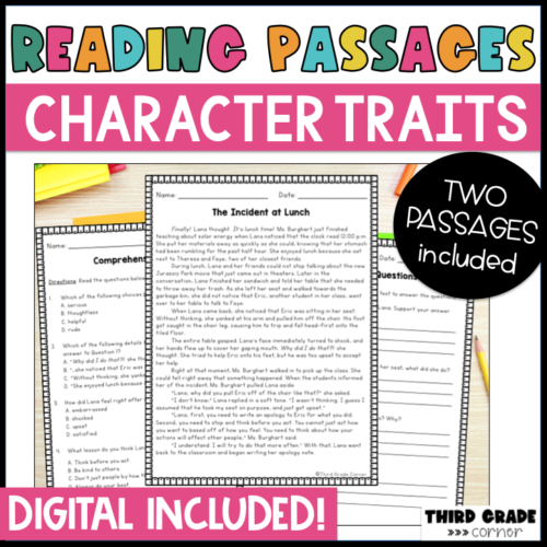 Reading Comprehension Passages - Character Traits - DIGITAL INCLUDED!'s featured image
