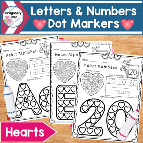 Valentines Day Heart Dot Marker Letters and Numbers 0 to 20's featured image