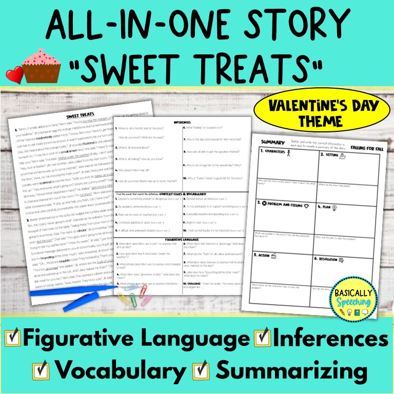 Story Activity for Mixed Speech Therapy Groups Valentine's Day Theme
