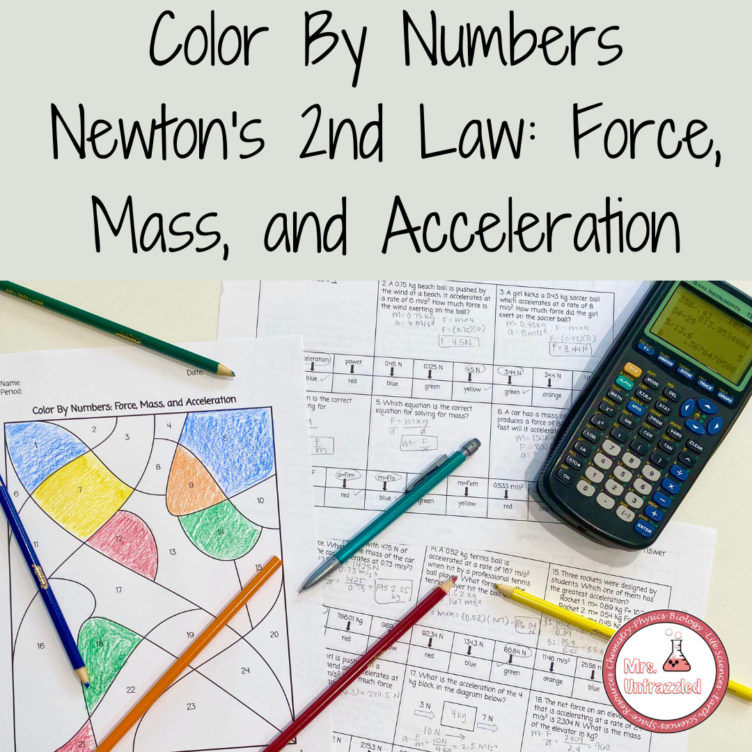 Color By Numbers: Newton's 2nd law: force, mass, and acceleration