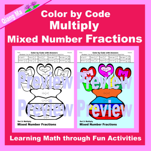 Mother's Day Color by Code: Multiply Mixed Number Fractions's featured image