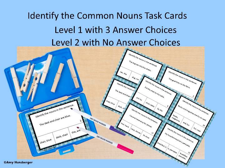 Common Noun Task Cards Levels 1 and 2