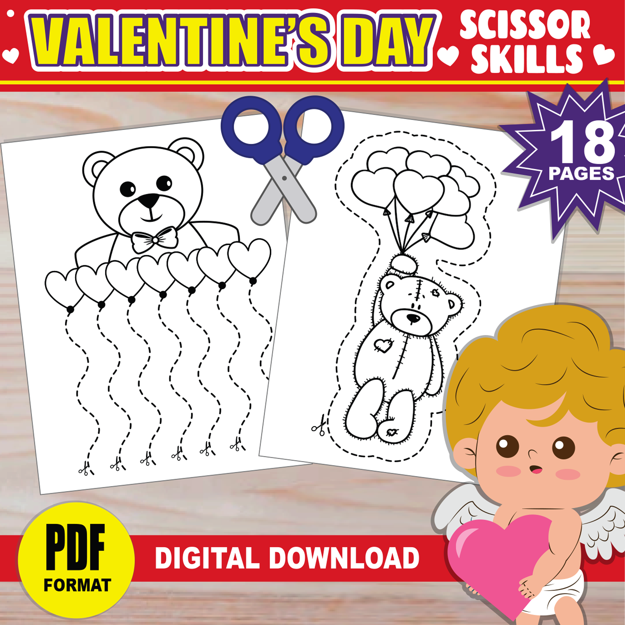 Valentine's Day Scissor Skills, Valentine's Day Cut and Paste l Fine Motor Skills  Activity