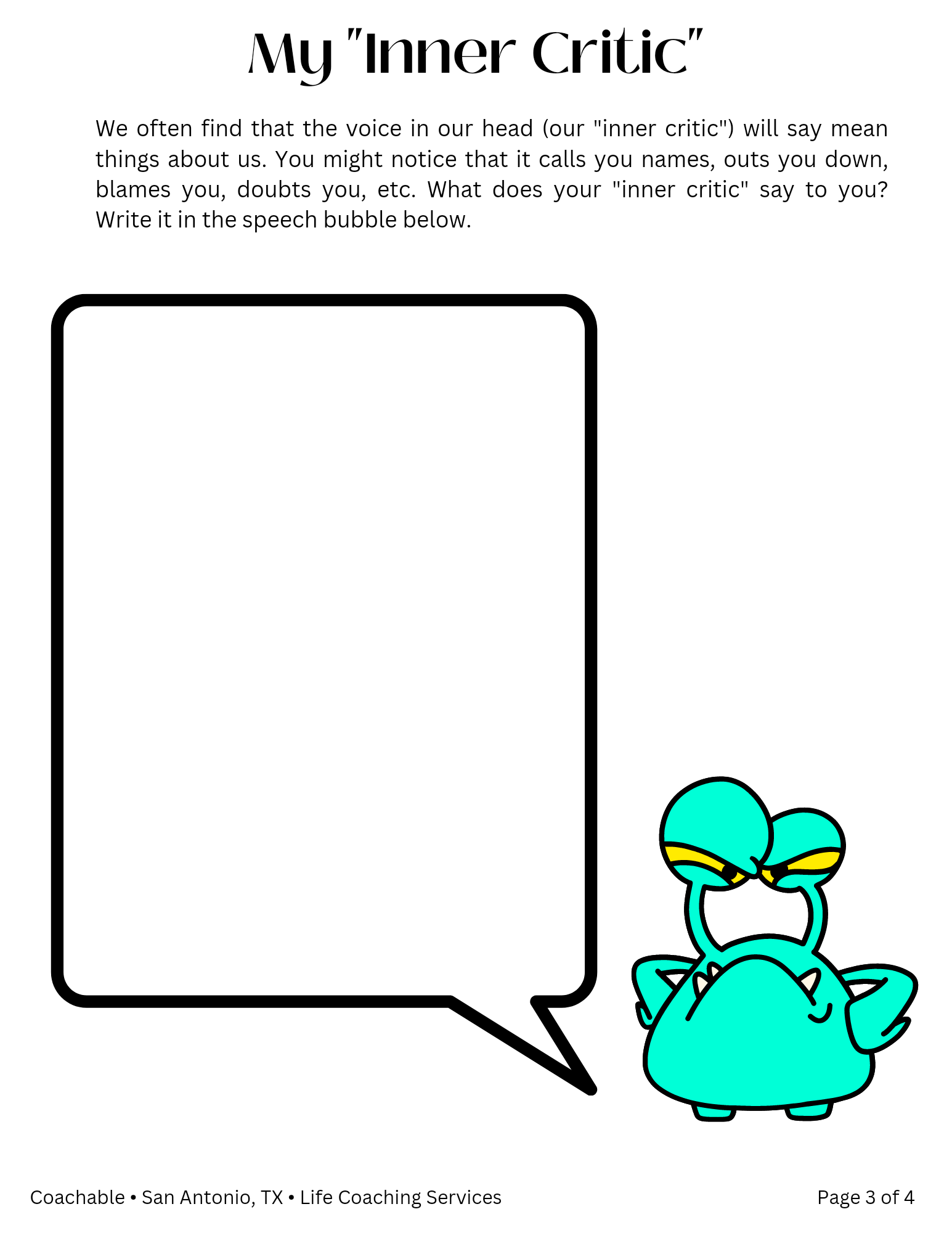 My Inner Critic Worksheet Classful