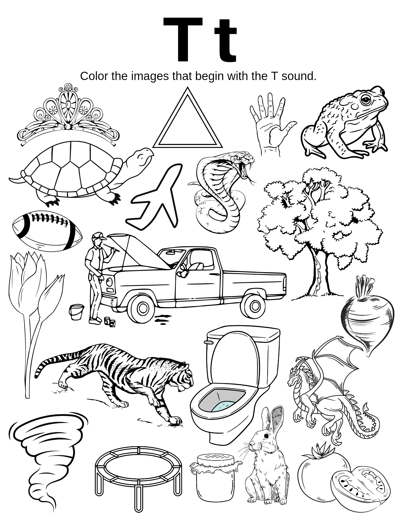 letter t coloring pages
