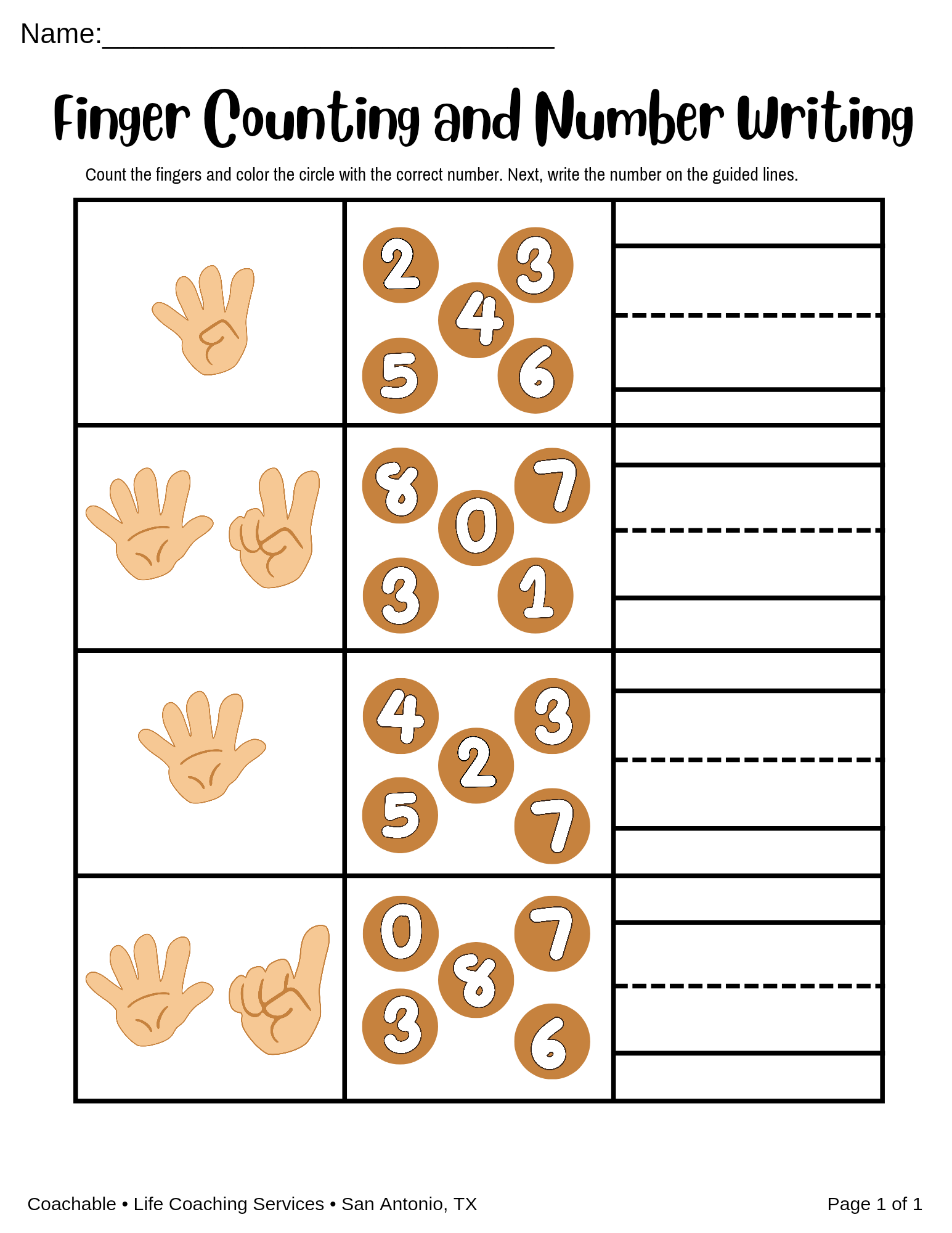 Finger Counting Printables For Preschool - Free Printable Templates