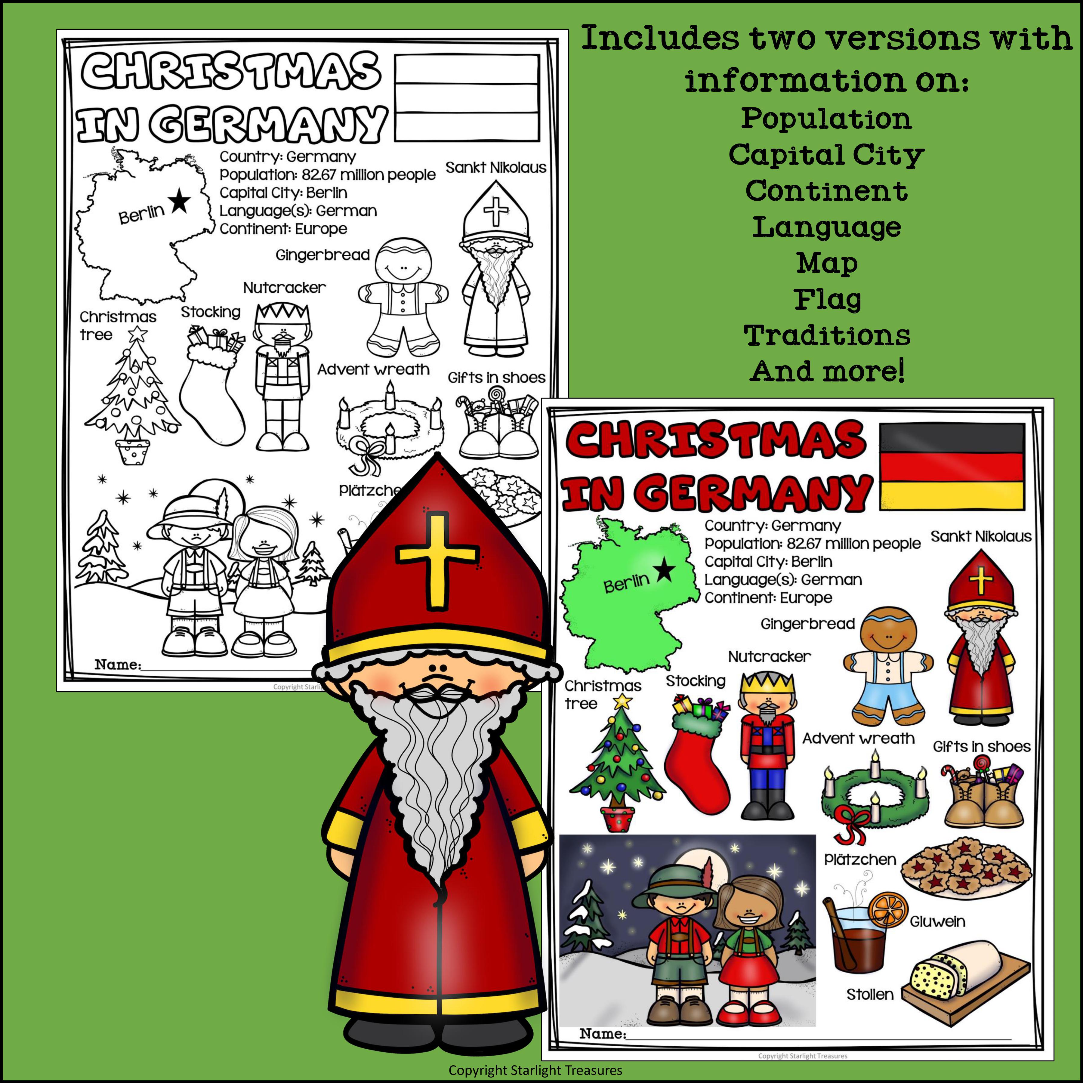 Christmas Around the World Worksheets for Kids, image size:3600x3600