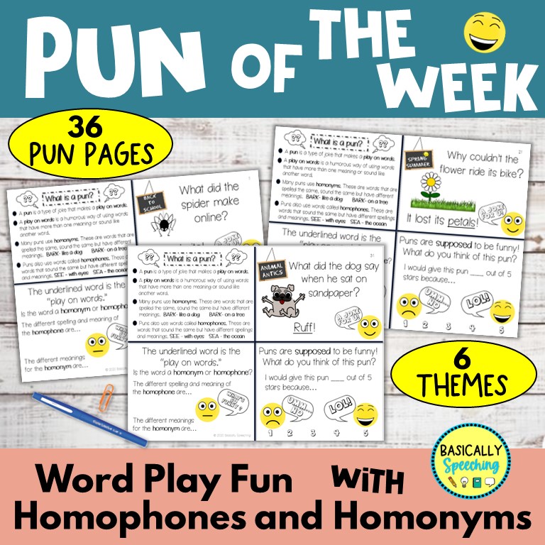 Homonyms Homophones and Multiple Meaning Words Activity, Pun of the Week