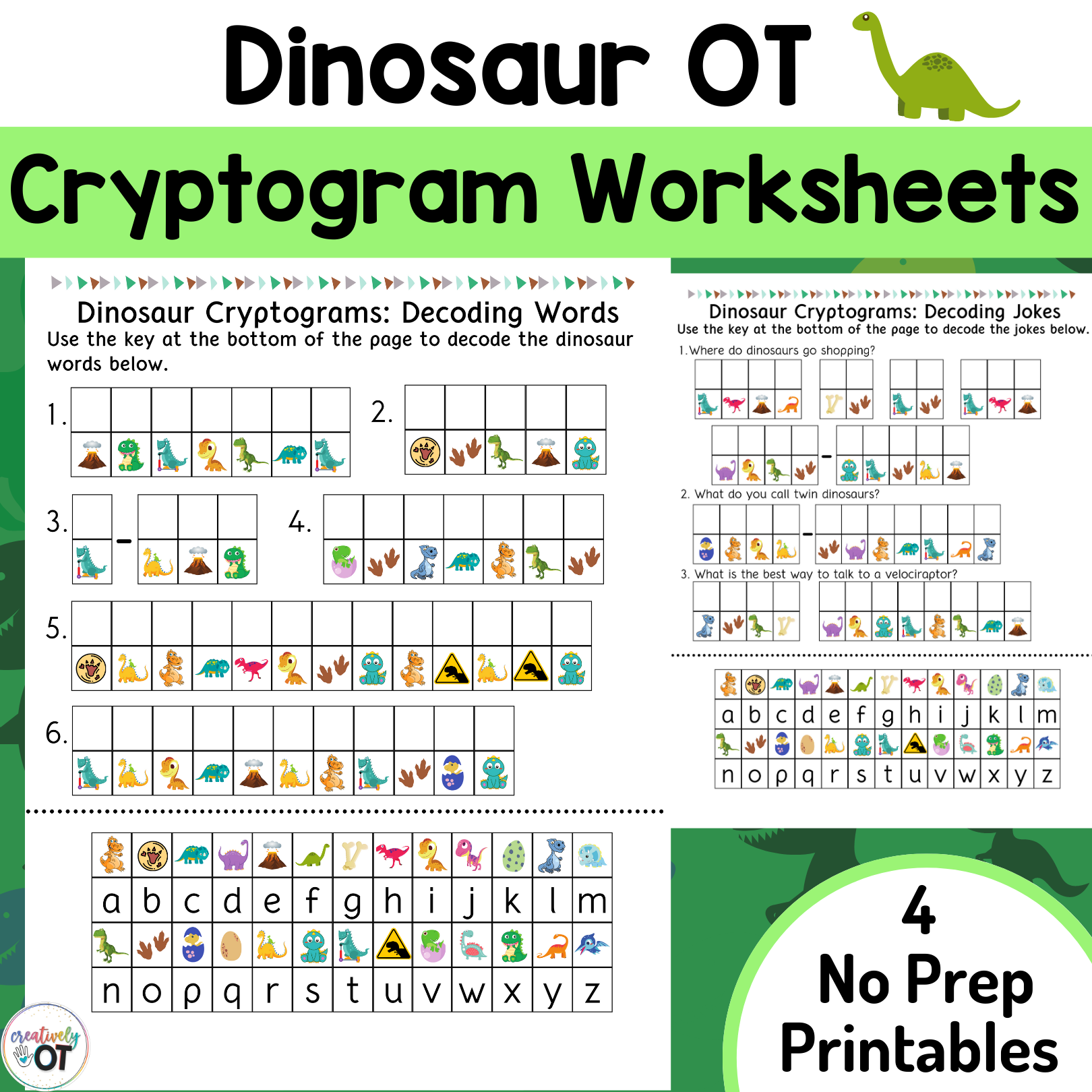 Dinosaur Cryptogram and Decoding Worksheets Classful Dinosaur Cryptogram and Decoding Worksheets Classful