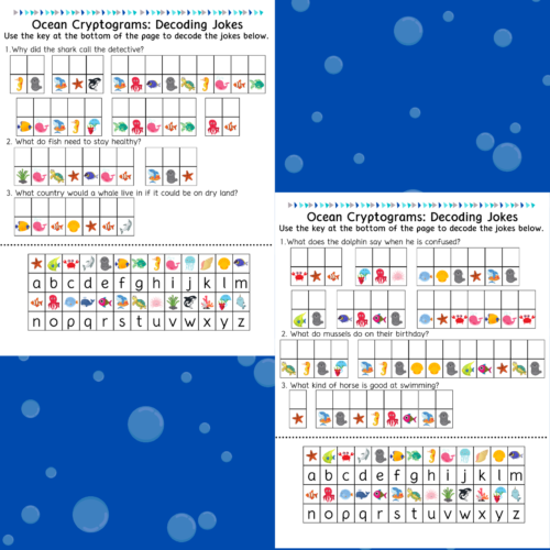 Ocean Cryptogram and Decoding Worksheets - Classful