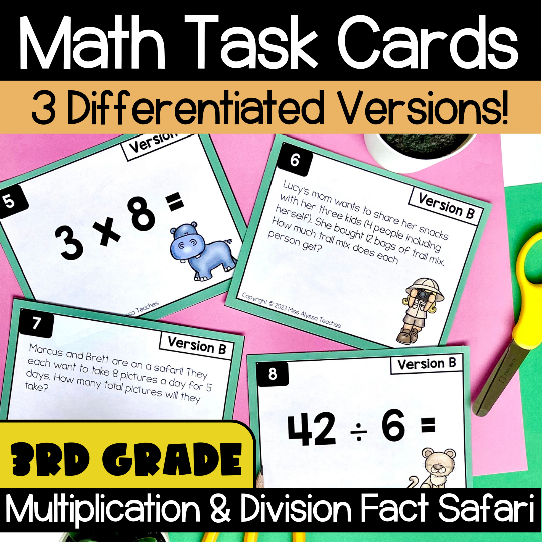 Third Grade Multiplication And Division Differentiated Math Fact Task