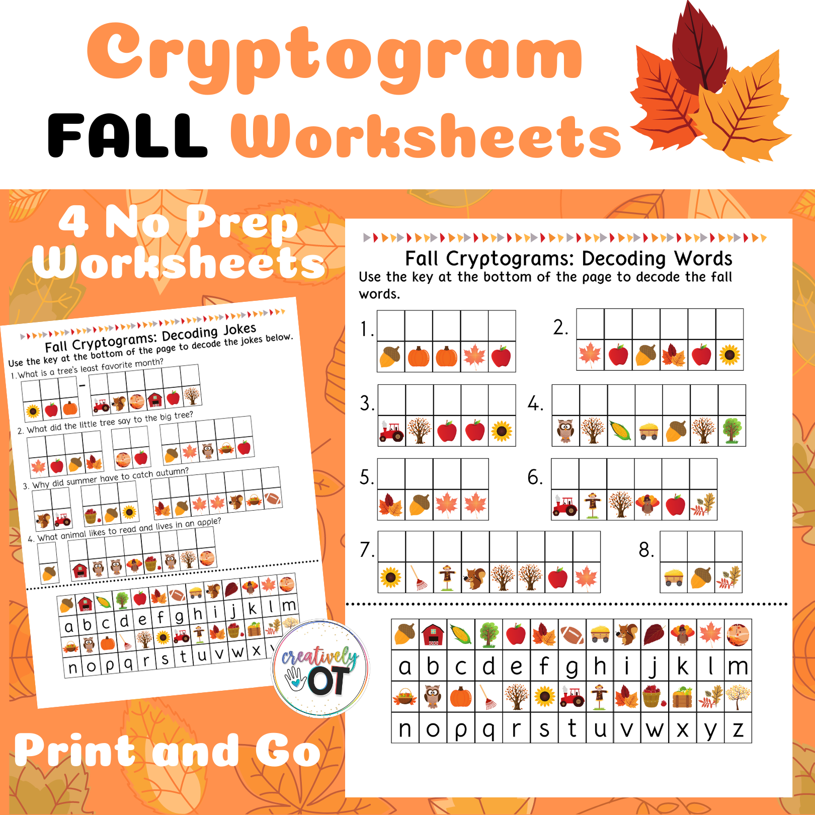 Fall Cryptogram and Decoding Worksheets