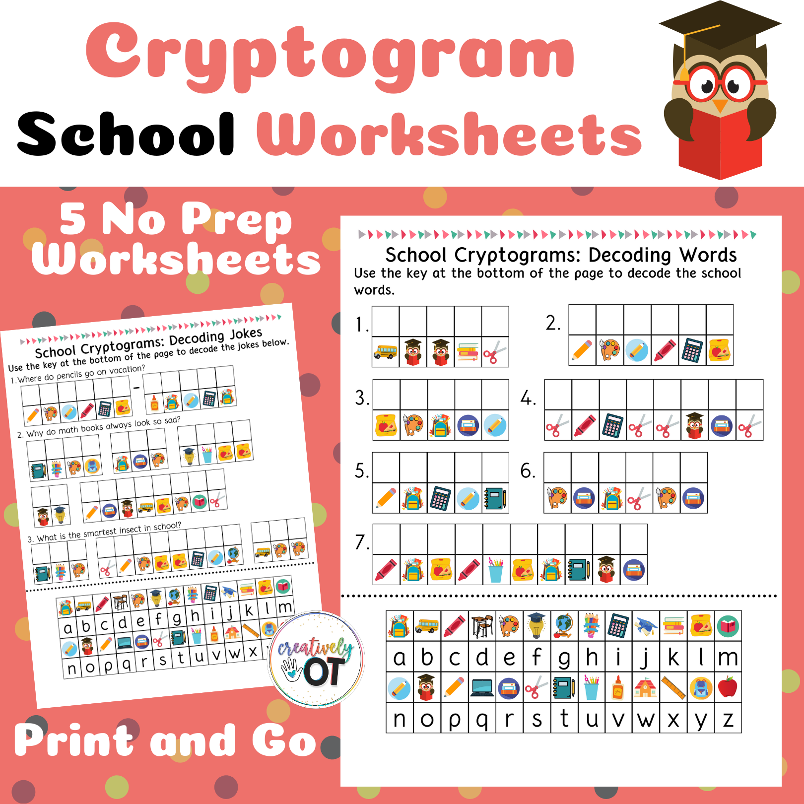 Back To School Cryptogram And Decoding Worksheets - Classful