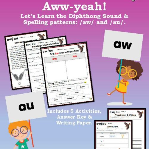 Diphthong AW and AU Phonics Activity Pack's featured image