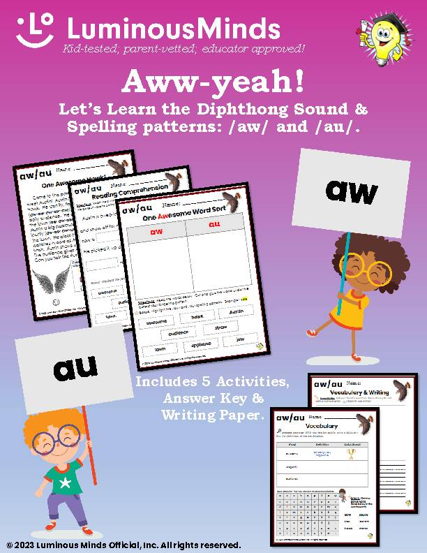 Diphthong AW and AU Phonics Activity Pack
