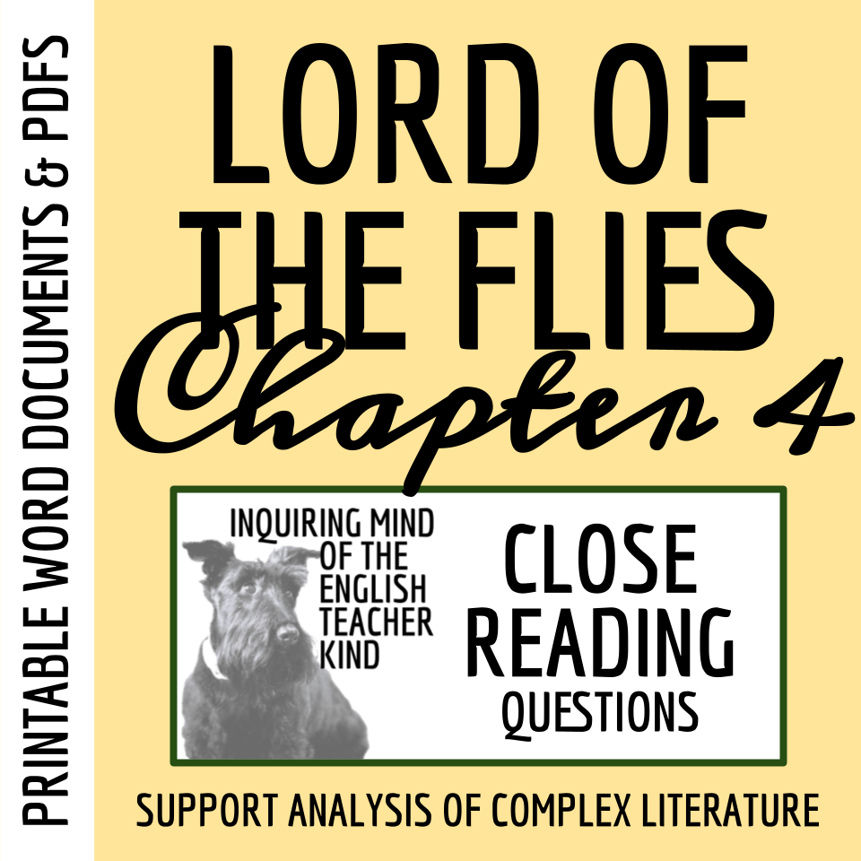 Lord of the Flies Chapter 4 Quiz, Close Reading, and Vocabulary Games Bundle