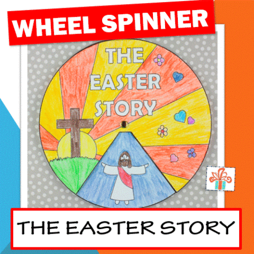 The Easter Story Bible Coloring Wheel Craft, Sunday School Craft, He Is Risen Craft, Easter Religious Craft Activity's featured image