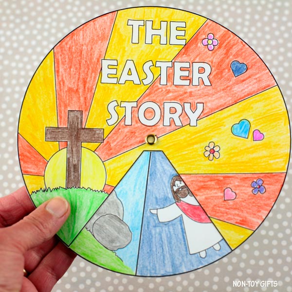 The Easter Story Bible Coloring Wheel Craft, Sunday School Craft