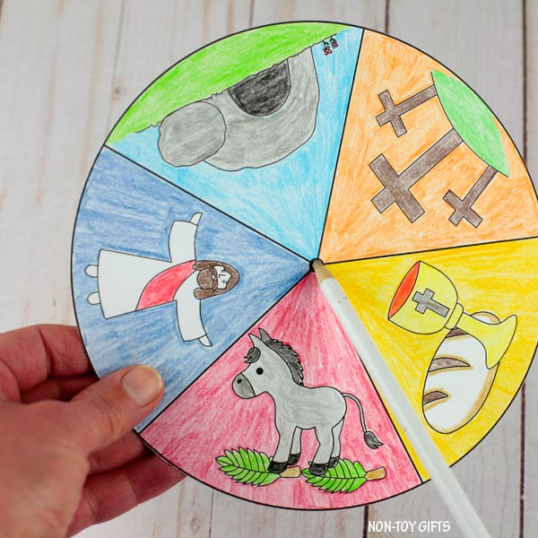 the-easter-story-bible-coloring-wheel-craft-sunday-school-craft-he-is-risen-craft-easter