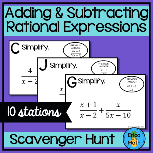 Adding & Subtracting Rational Expressions Activity Scavenger Hunt's featured image