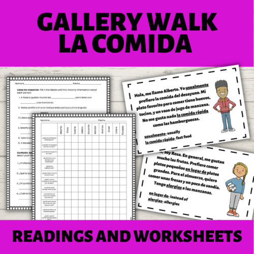 Spanish La Comida | Present tense | Gallery walk readings and activities's featured image