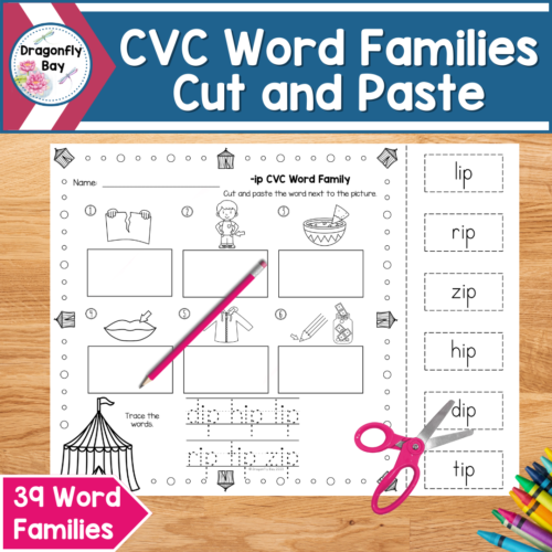 CVC Read Cut and Paste Phonics Printable Worksheets's featured image