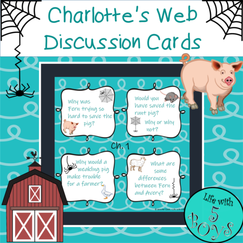 Charlotte's Web Activity Discussion Cards for Each Chapter's featured image