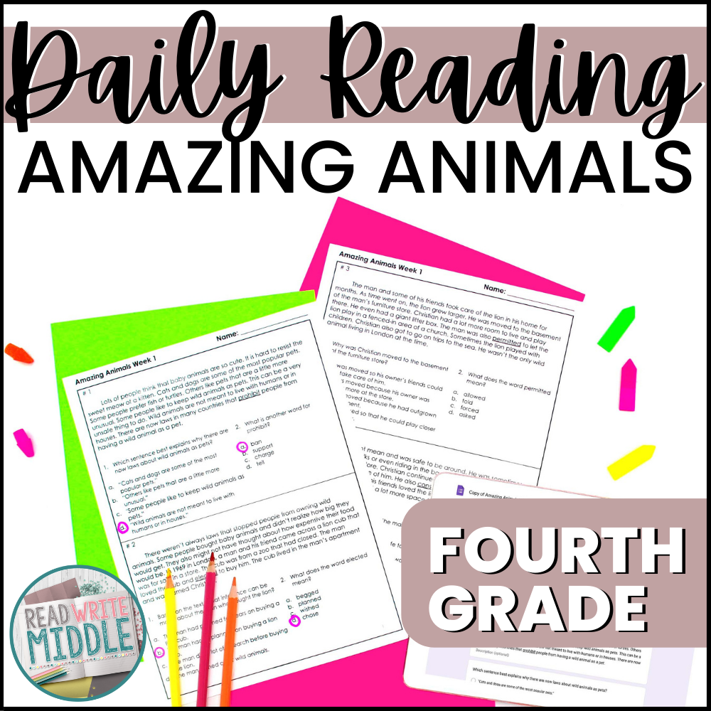 Daily Reading Comprehension Passages Animals Context Clues Inferences Main  Idea - Classful