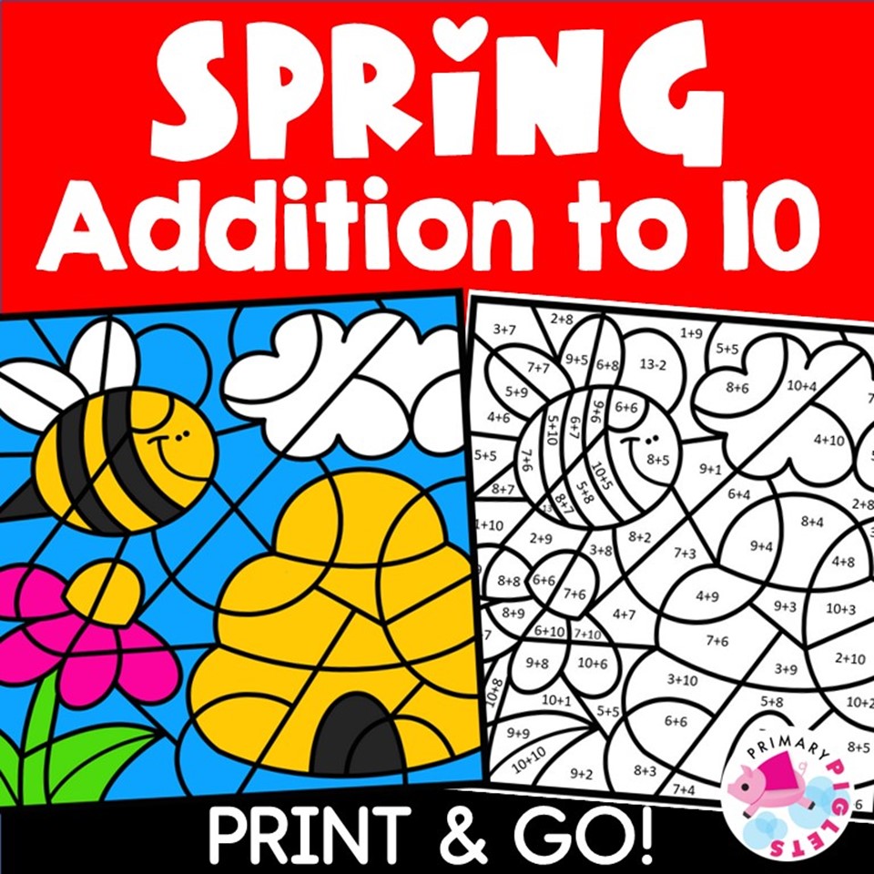 Spring math spring color by code spring color by number addition