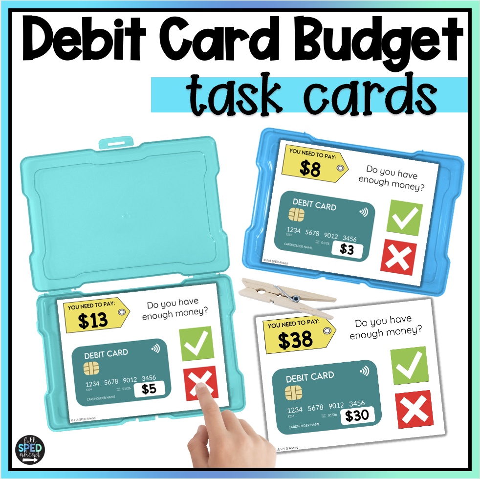 Debit Card Budgeting & Money Management Task Cards for Special Education