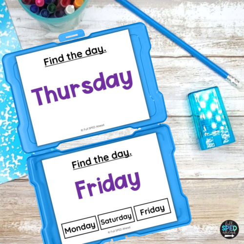 Calendar Days of the Week Task Cards Activities for Special Education ...