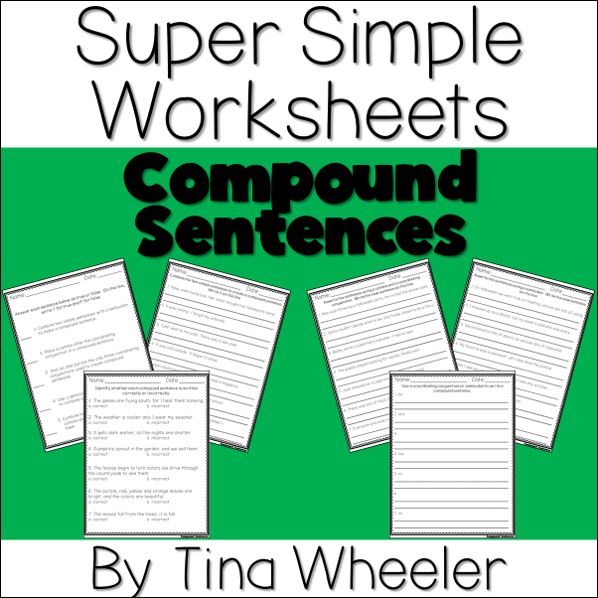 Super Simple Worksheets ~ Grammar ~ Compound Sentences ~ No Prep