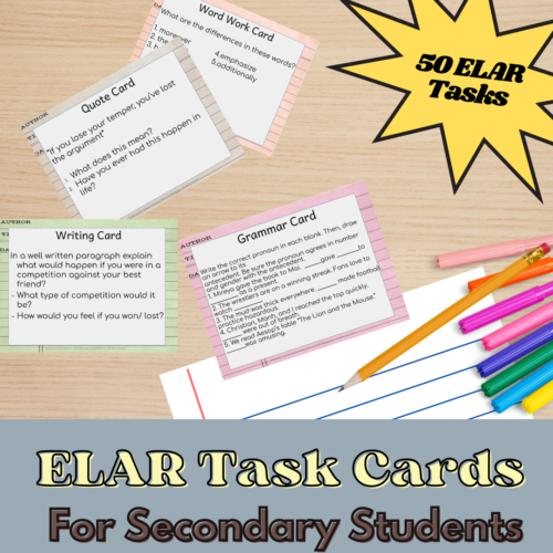 ELAR (RLA) Task Cards for Secondary Students: Warm ups, Games, Test Prep's featured image